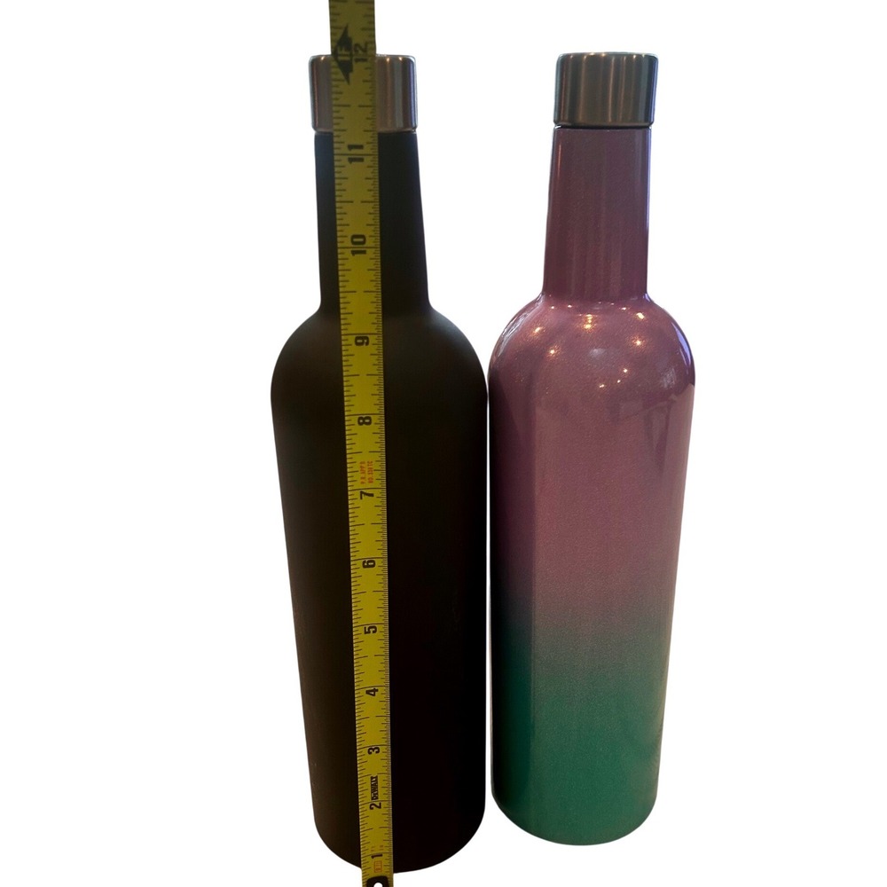 Brumate Insulated Wine Bottle Tumbler Black Glitter Gradient Purple Green 2 Pack - Picture 3 of 4